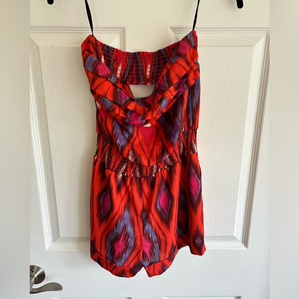 Bebe romper. Strapless shorts romper.